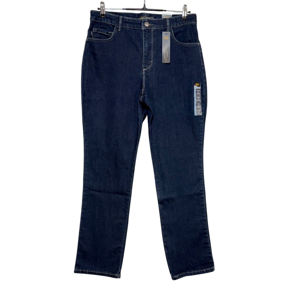 New Lee Jeans Womens 12 32X30 Blue Instantly Slim Relaxed Fit High Rise Stretch